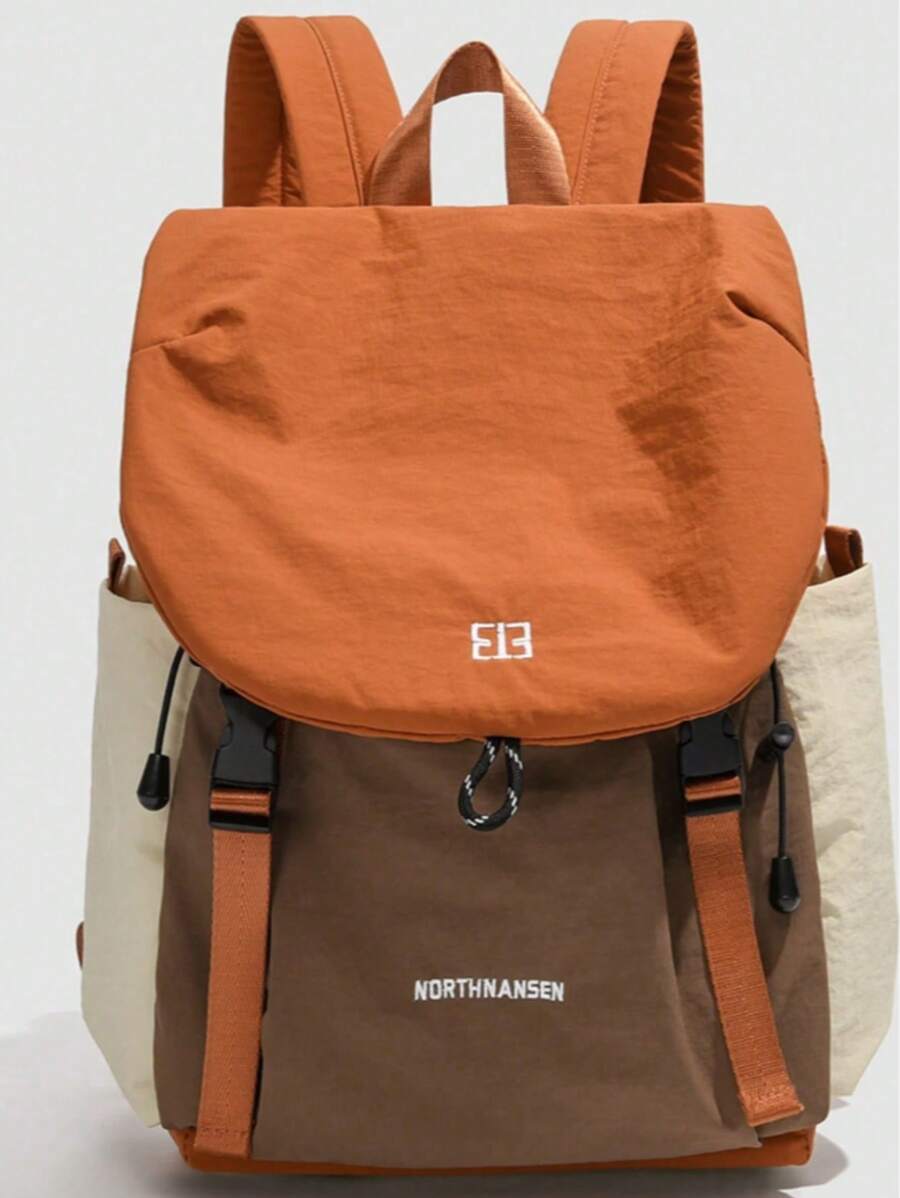 Casual Contrast Color Letter Women Backpack Large Capacity Ladies Fashion Backpack For Travel, Vacation, University Students