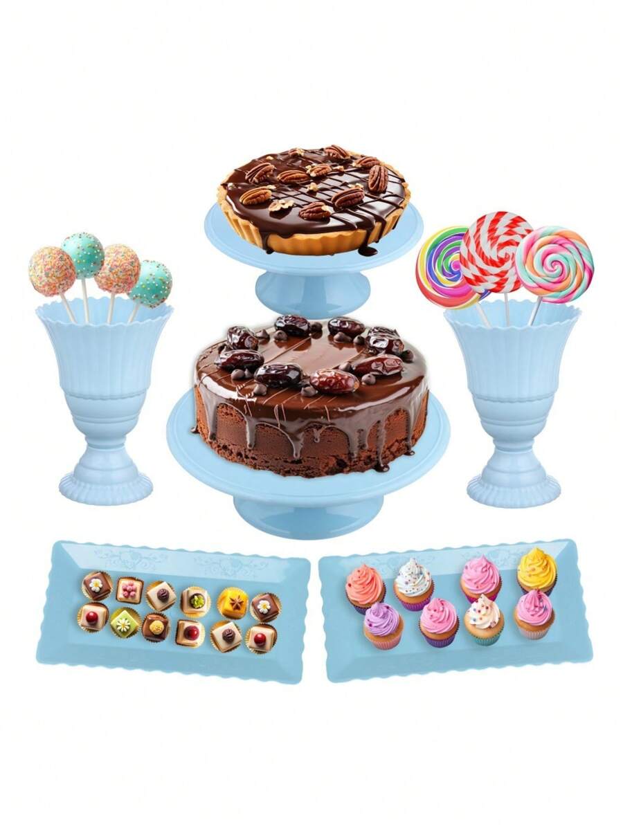 6 Piece Party Kit, Vase + Cake Stand + Tray Sweet Decoration