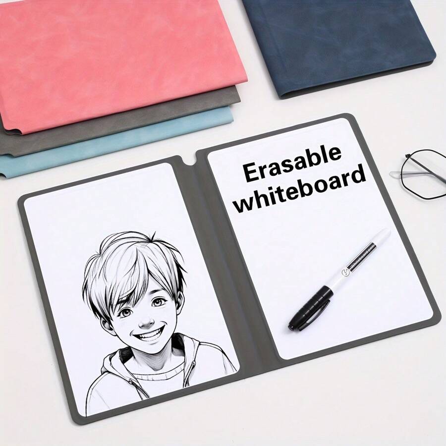1pc Reusable Small Whiteboard Set, 4 Colors Available (Grey, Dark Blue, Brown, Beige), Includes Whiteboard Marker, Eraser Cloth, Sponge Eraser, Versatile For Office, Home, School Use - Memo Board, Drawing, Doodle, Learning,School Supplies,Back To School
