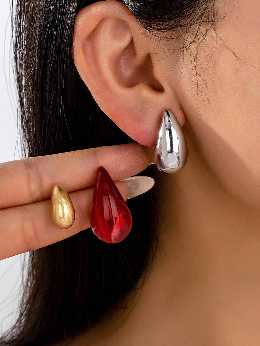 1 Set de Elegantes Pendientes Versátiles de Gota de Estilo Minimalista y Multicolor, Joyería Elegante de Alta Gama para Uso Diario