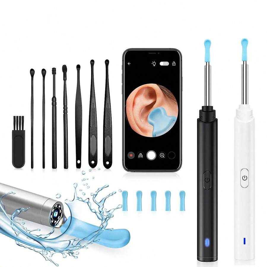 Ear Wax Removal Tool Camera, Ear Cleaner With Light And Camera Ear Wax Cleaner With 8pcs Ear Set Earwax Removal Kit Compatible Suitable For Cell Phones And Tablets