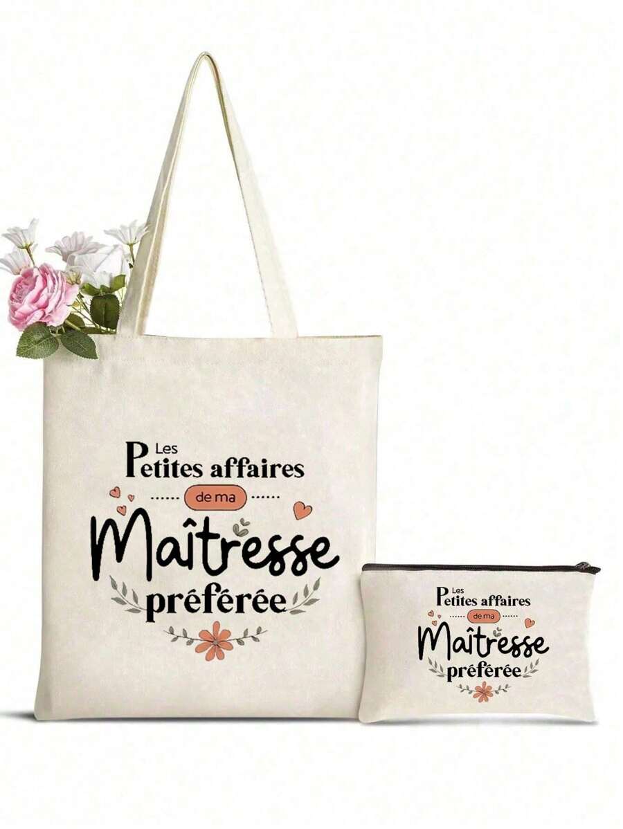 Chic "Maitresse Maitre On Vacation Do Not Disturb" Tote Bag - Stylish Beige Folding Shoulder Bag With Printing, Perfect Gift For Her, Ideal For Travel, Daily Commute & Beach Getaways, Travel Bag