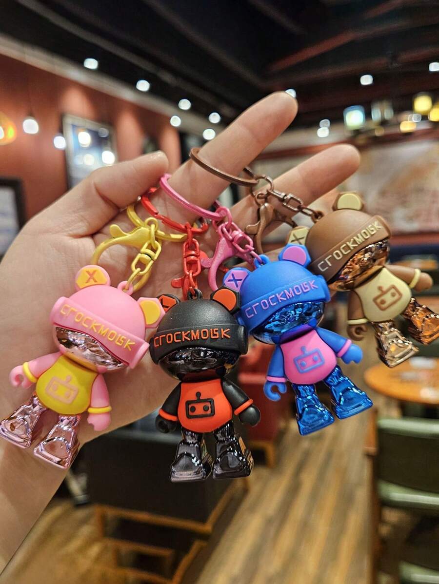 Creative Cartoon Headphone Bear Key Chain, Multicolor Cool Mechanical Bear Keychain, Bag Charm, Cute Bear Shape Pendant Keychain, Suitable For Women/Girls Backpack,Purse Accessories