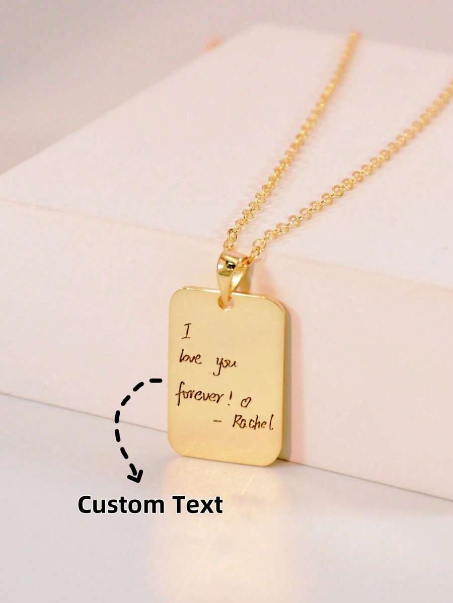 1pc Handwritten Necklaces, Multi-Letter Custom Necklaces Custom Signature Necklaces Engraved With Your Own Handwriting - Memorial Necklaces - Handwritten Message Jewelry,Gold,Stylish,Colorful,Vintage,Simple,Unisex,Casual,Cuties,Custom,Personalized,Unique,Ideal Gifts For Him,Ideal Gifts For Her,Her,Boyfriend,Girlfriend,Dad,Mom,Family,Friends,For Anniversaries,For Birthdays,For Graduation,For Prom,For Party,Gold Jewelry