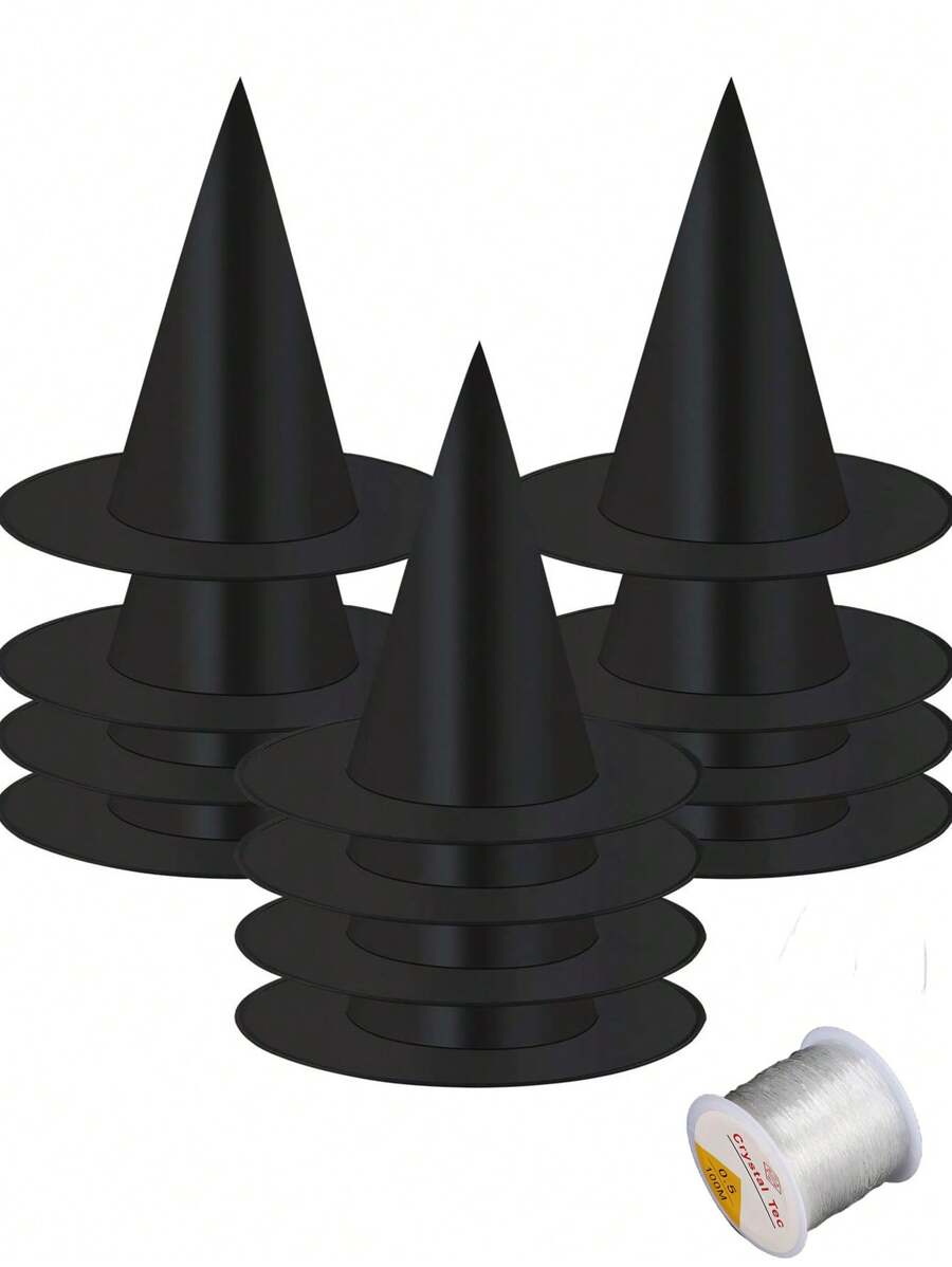 6 sombreros de bruja para disfraz de Halloween con cordón ajustable de talla 100 para decoración de patio
