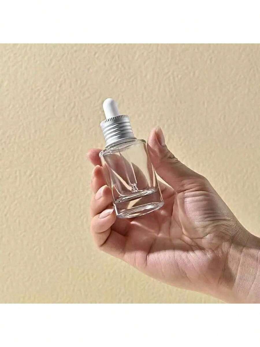 1pc 30ML Transparent Glass Dropper Refillable Essential Oil/Serum Bottle, Empty Cosmetics Bottle For DIY Samples Back To School