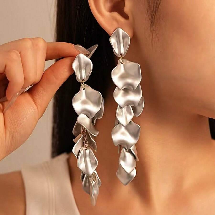 1 Par de Elegantes Aretes con Flecos y Estampado Floral para Mujeres, Adecuados para Vacaciones, Cumpleaños, Citas, Fiestas, Bodas y Accesorios de Viaje