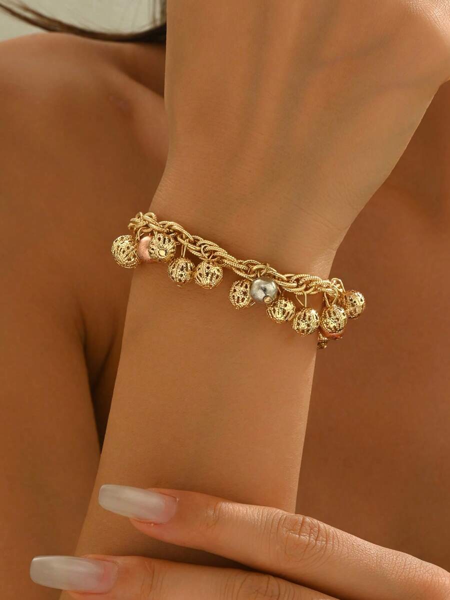 1 pulseira de corrente com borlas e contas estilo boêmio, adequada para férias, casual e uso diário