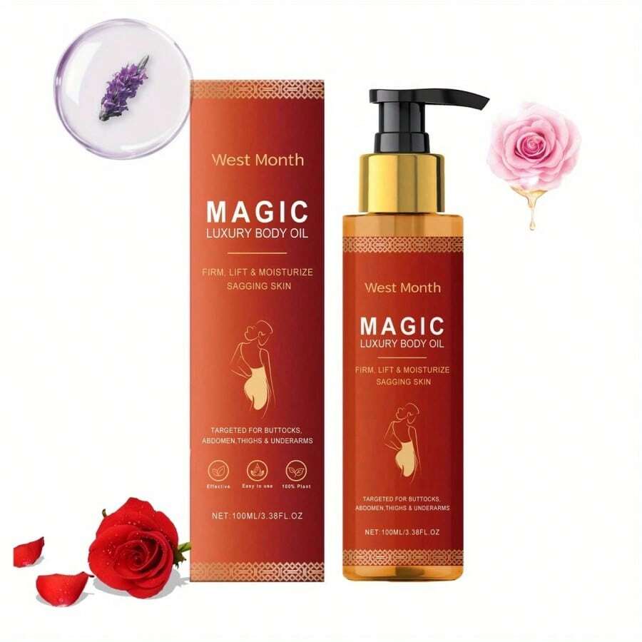 Moisturizing Rose Firming Body Oil, Softens And Firms Skin. Daily Care, Nourishing Moisturizing Body Oil, Suitable For Everyday Moisturizing Massage, Makes Skin Look More Radiant.