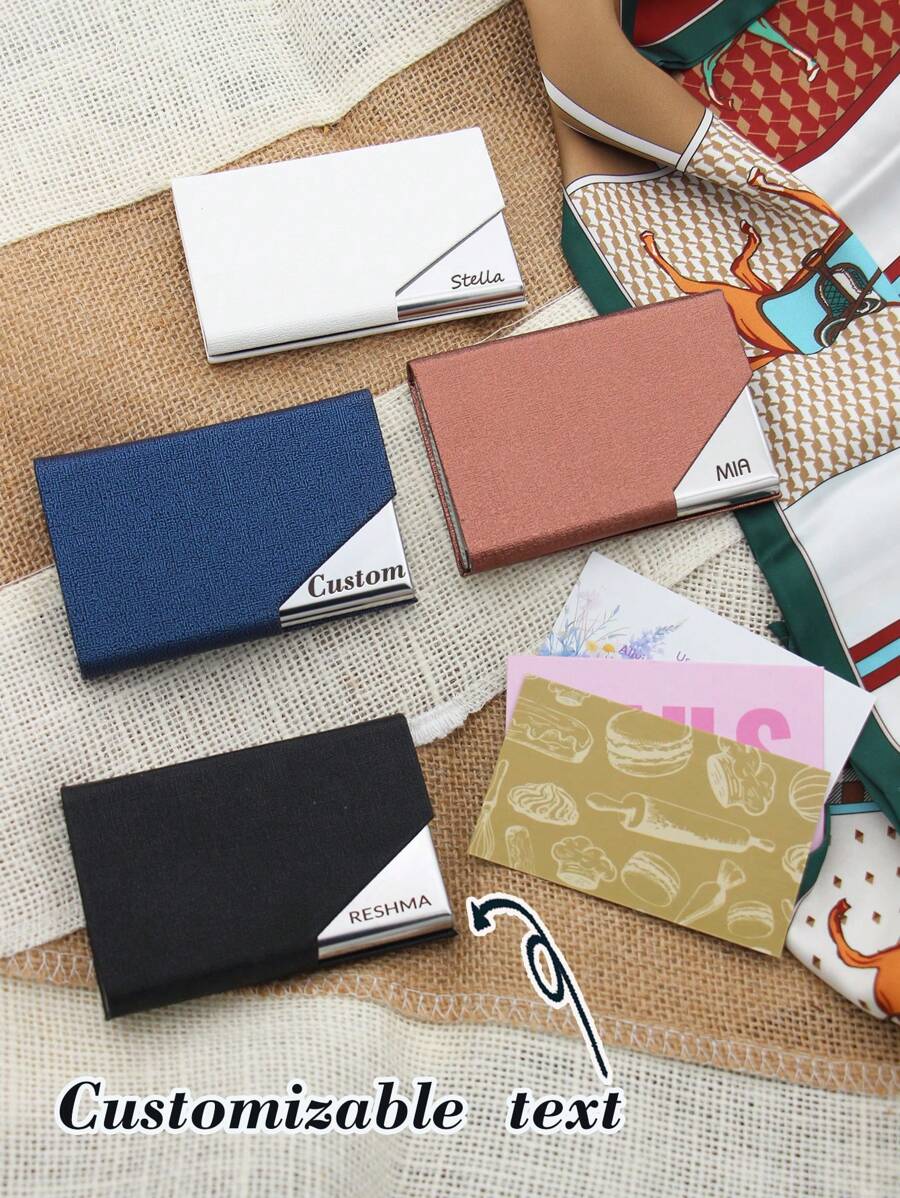 1 Business Card Holder, Customized With Name And Company Name, Ladies' Business Card Holder, Business Card Box, Men's Business Card Holder, Metal Business Card Holder For Credit Cards, Can Be Given As A Business Gift, Has Commemorative Significance, Deepens Mutual Impressions And Promotes Cooperative Relationships., Back To School, School Supplies