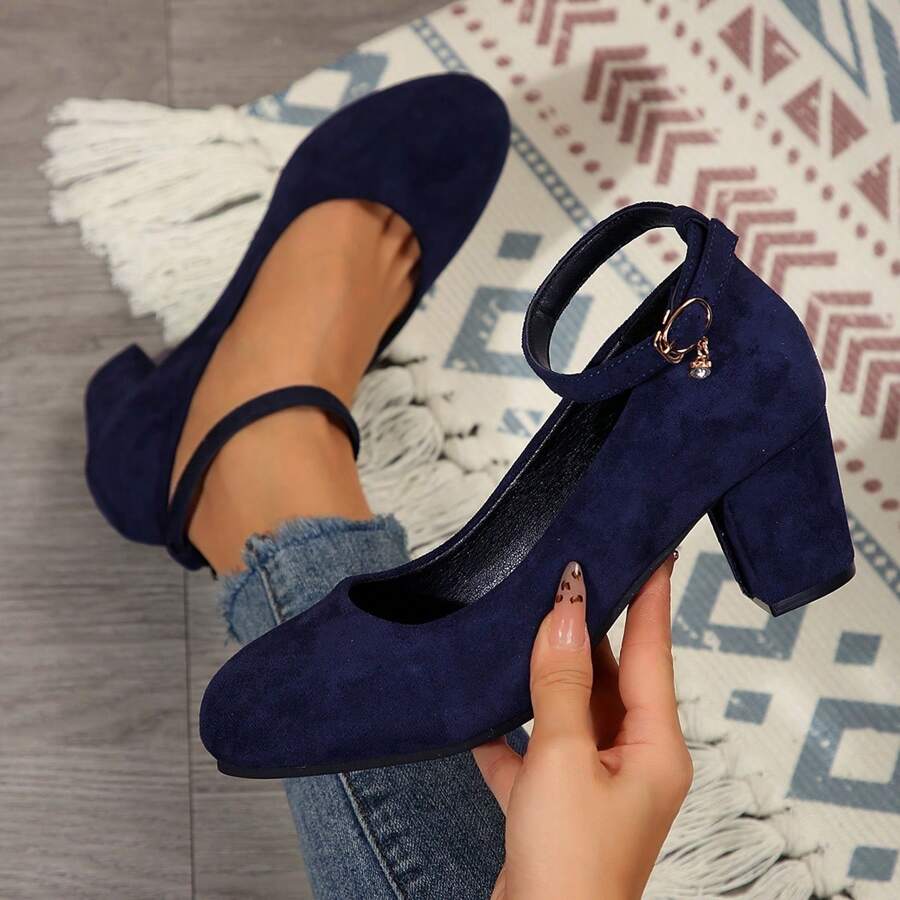 Chaussures à talons épais pour femmes grande taille, élégantes sandales à boucle mode talons hauts pour robes