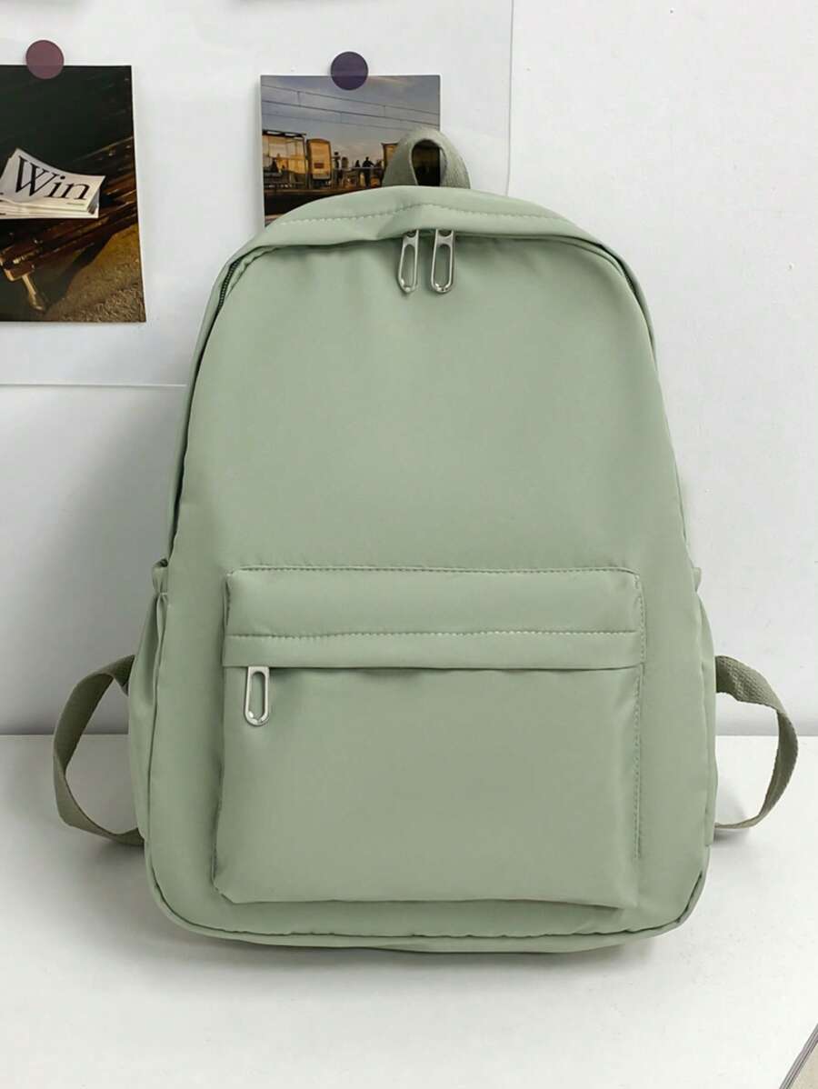 Simple Solid Color Versatile Large Capacity Student B Ackpack Back To School Bookbag