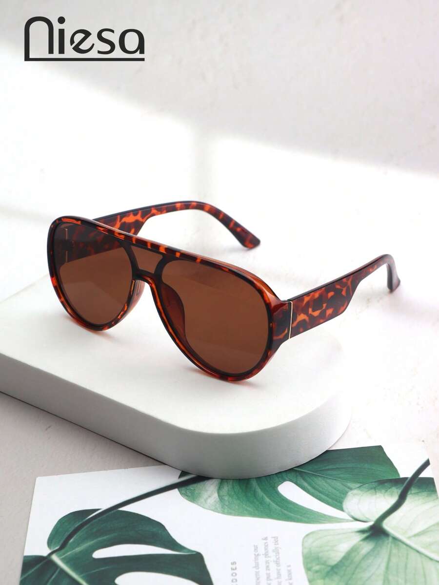 1pc Women's Fashion Pilot Frameless Glasses, Classic Glasses, Solid Color Boho PC (Polycarbonate) Glasses, Suitable For All Seasons