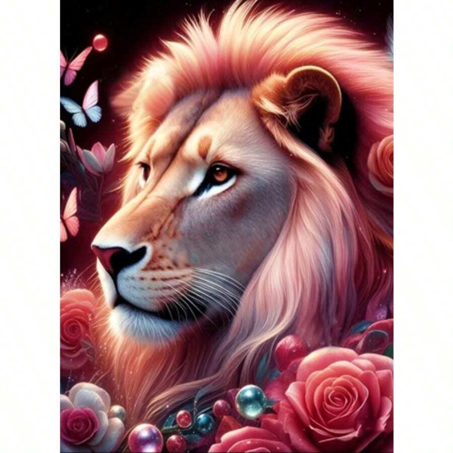 Gorgeous Lion 5D DIY Diamond Painting, Round Diamond Art Home Decor, Adult Handmade Diamond Painting, Essential Holiday Gift