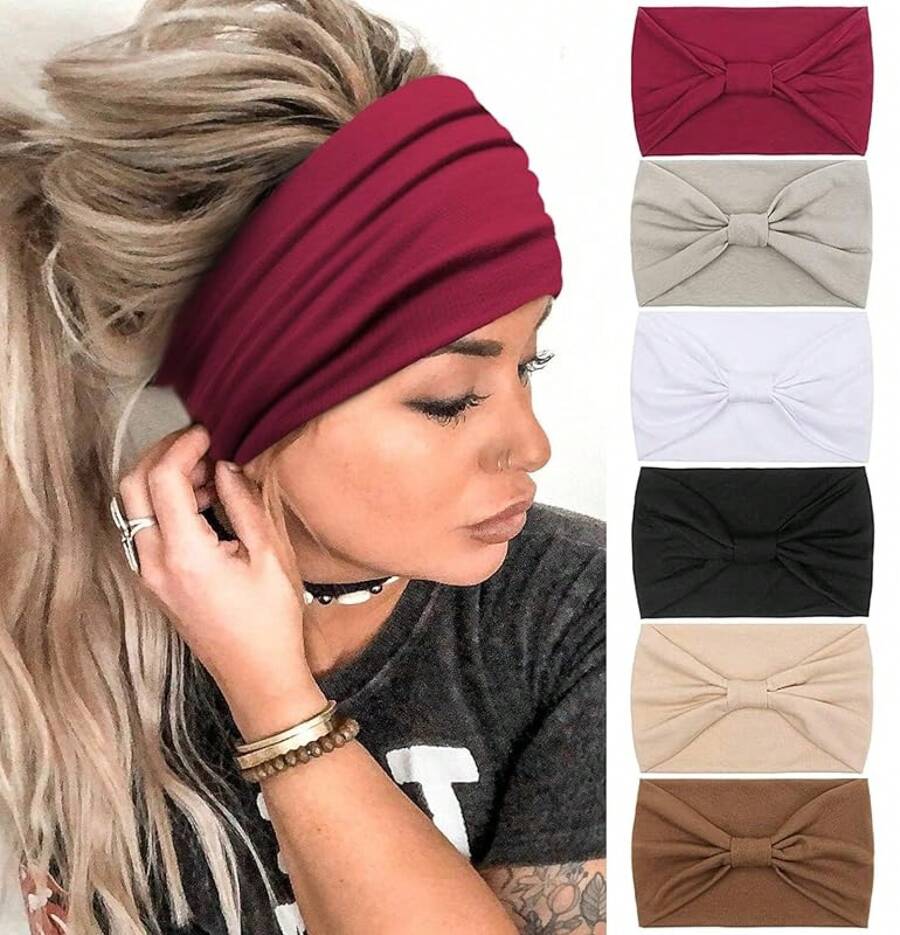 Tobeffect Knotted Headbands For Women African Boho Paisley Printed Bandanas Wide Hairband Head Bands For Women's Hair Thick Large Head Wraps Turbans Hair Accessories
