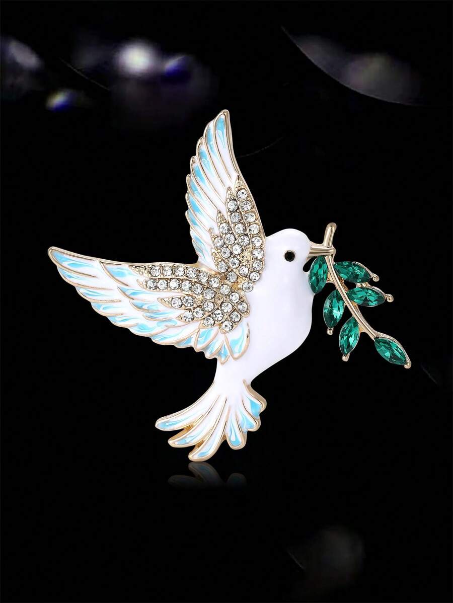 1 Peça Broche de Paz com Pedrinhas para Mulheres, Broches de Animais, para Bolsas, Suéteres, Casacos, Chapéus, Sapatos, Vestidos, Ternos