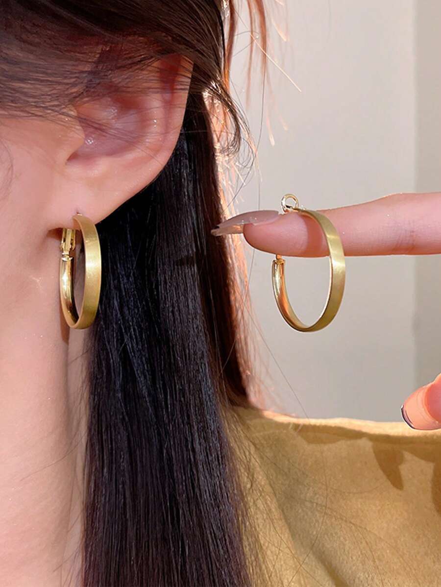 1 par de pendientes de aro redondos minimalistas, diseño único con aire elegante de alta gama, de moda y versátil