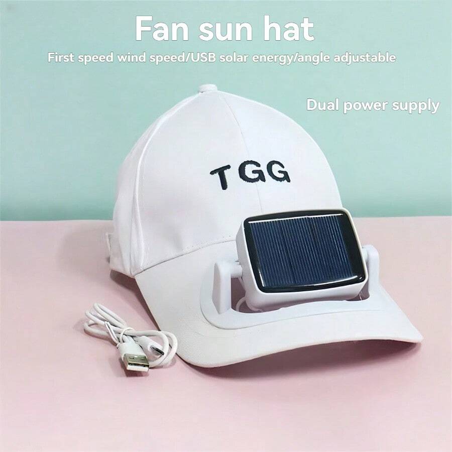 Solar Powered Fan Sunshade Hat, Dual Power Supply, Portable, Versatile, Unisex Summer Outdoor Beach Sun Protection Creative Baseball Cap
