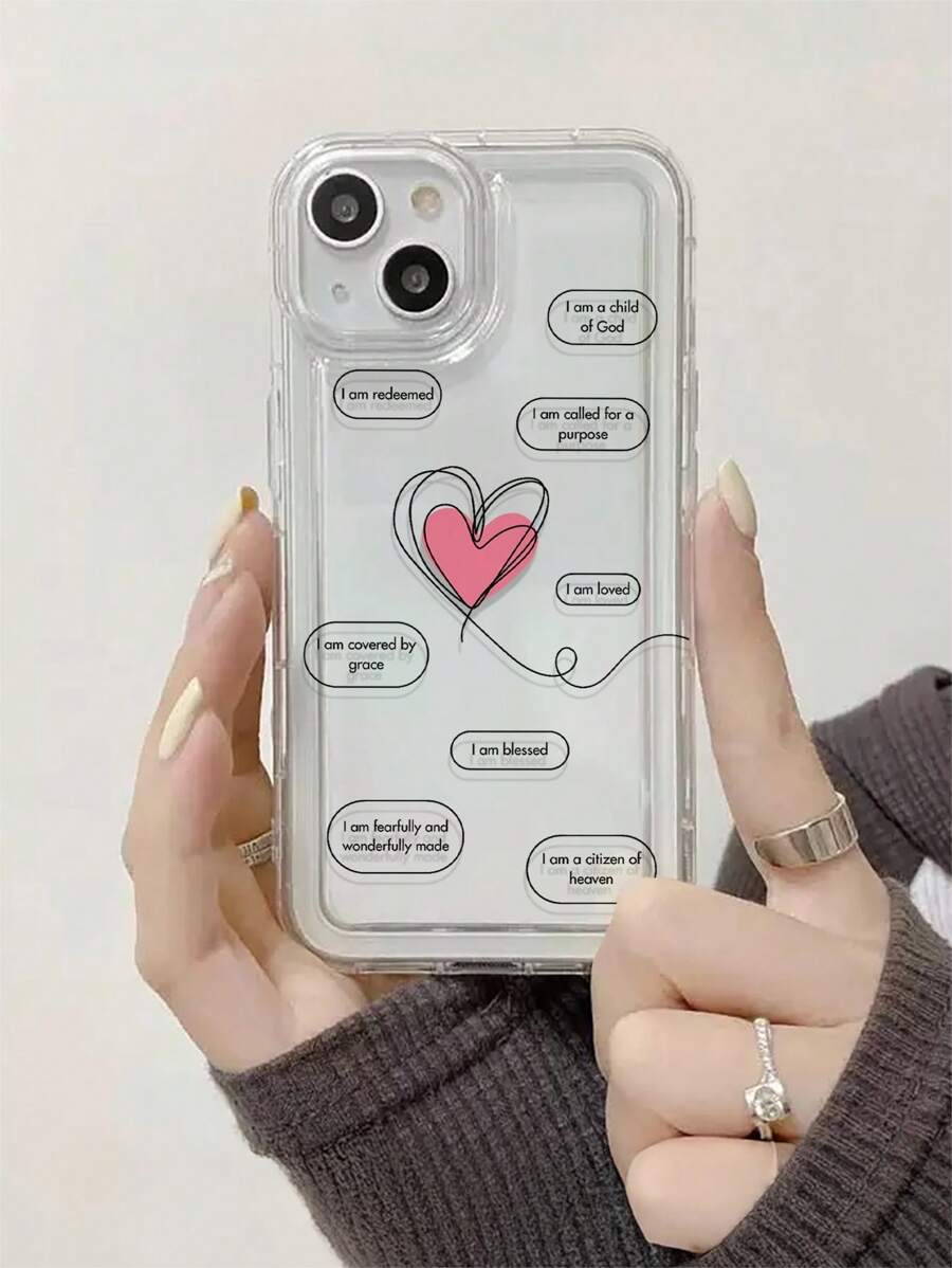1 Stück Buchstaben- & Herz-Design TPU transparente stoßfeste Handyhülle, geeignet als Urlaubsgeschenk für XS/XS Max/XR/11 12 13 14 15 16 Pro/Pro Max/14 15 16 Plus, kompatibel mit