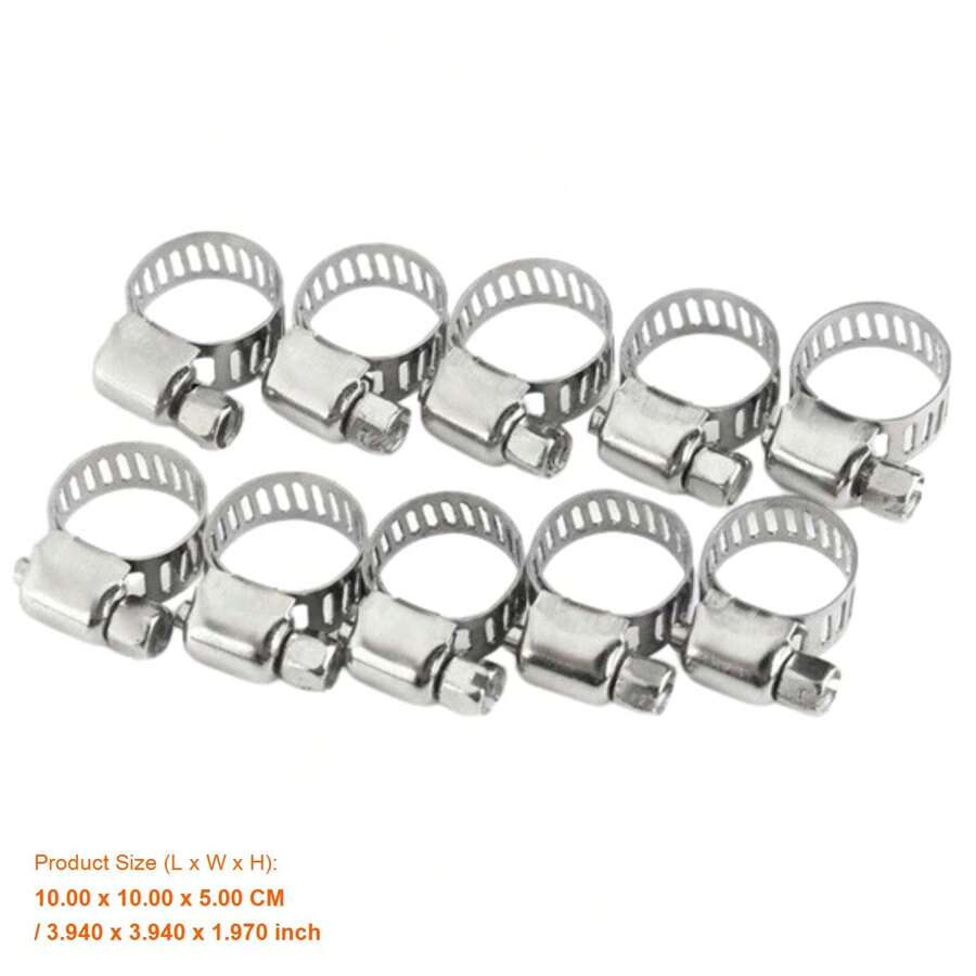 10pcs Adjustable Hose Clamp Set For Cars & Motorcycles - Fuel Line Jubilee Clips For Garden DIY Plumbing Projects
