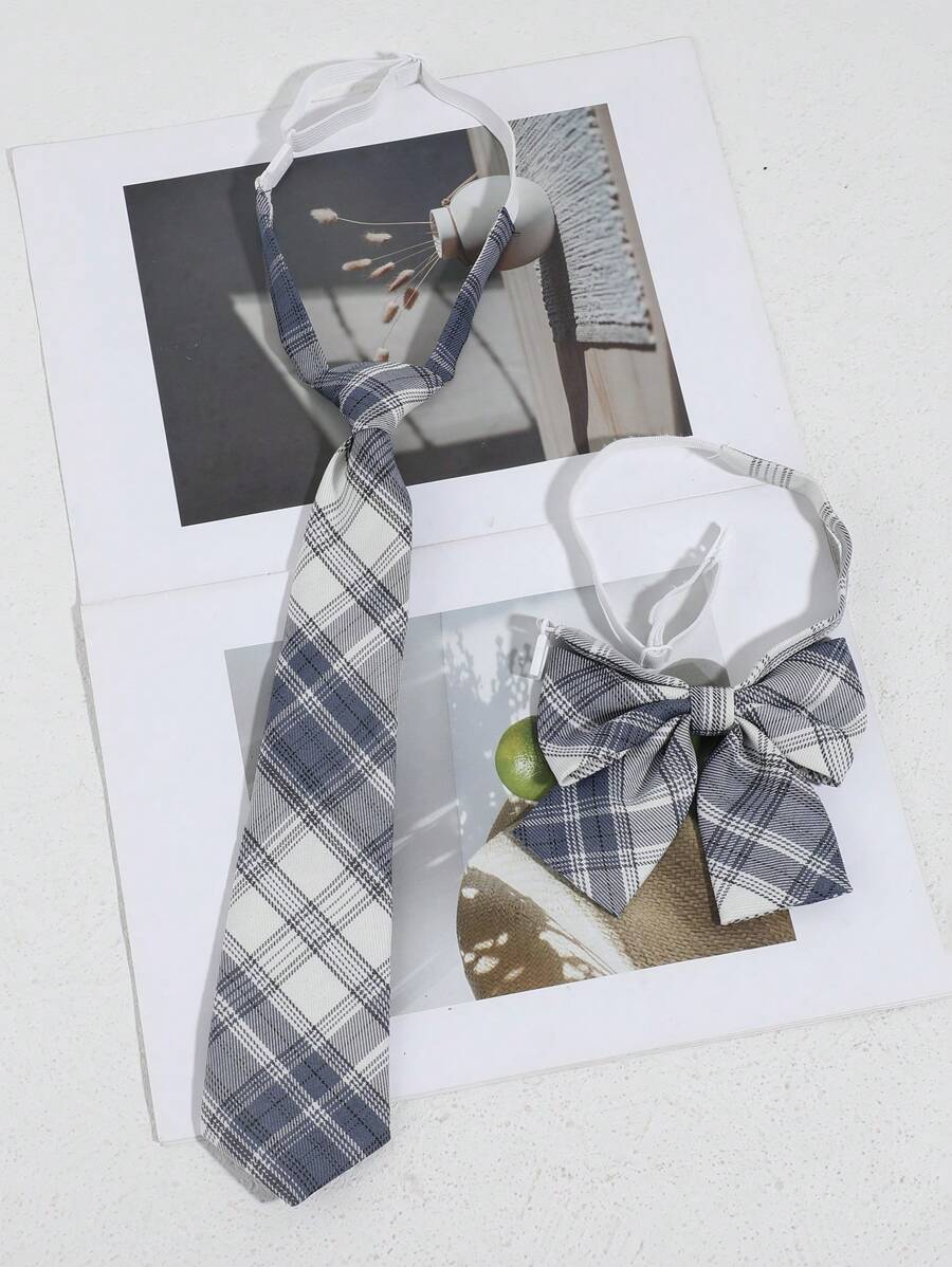 2 Stücke Damen Mode Streifen Gitter Fliege Set, geeignet für tägliche Partys, Geschäft und Sportreisen