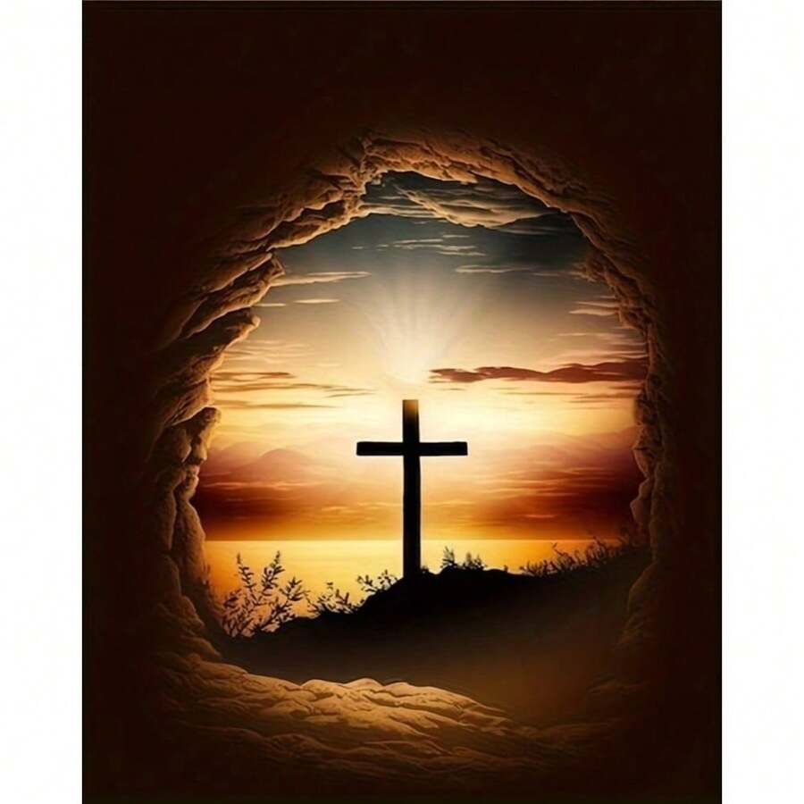 1 Stück 30*40cm/11,8*15,7in oder 40*50cm/15,7*19,7in 5D Diamant Malerei - Kreuz Muster, Diamant Kunst DIY Diamant Stickerei Set, Dekoration Geschenk, Geburtstags Geschenk, Erwachsene Diamant Kreuzstich Mosaik Anfänger Diamant Malerei Set für Wohnzimmer Schlafzimmer Heimdekoration, Überraschungs Kunstgeschenk, Ohne Rahmen
