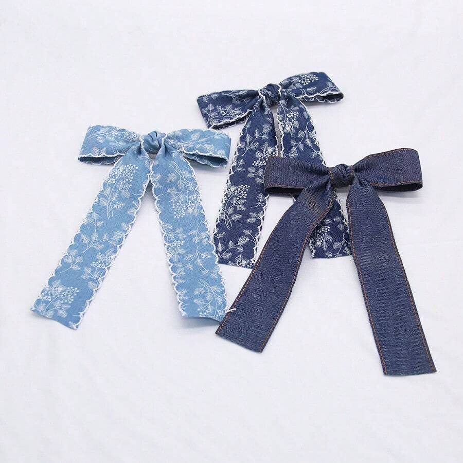 3 pièces Pinces à cheveux en tissu de jean, Pinces à queue de cheval haute, Accessoires cheveux, Pinces pince-canard, Pinces pour cheveux, Pinces à cheveux