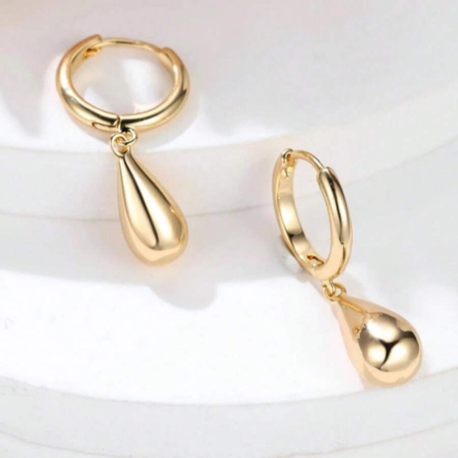 1 Paar minimalistischer geometrischer Wassertropfen Anhänger Ohrringe, modischer Schmuck Geschenk für sie, Party & Date