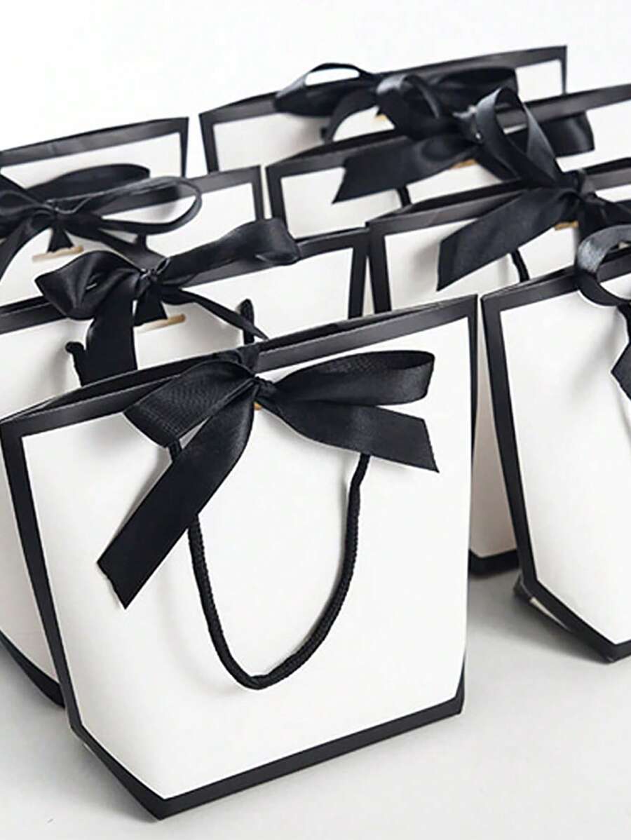 1/5/10 elegante und einfache schwarz-weiße Geschenktüten mit goldfarbener Kante, horizontale Handtaschen, schwarz-weiße Papiertüten mit goldfarbener Kante, hochwertige und einfache Geschenktüten, geeignet für Hochzeiten, Geburtstage, tägliche Ausflüge, Einkaufen, Halloween-Partys, Weihnachtspartys, Sommerhochzeiten, Familien-Geschenke, Paar-Geschenke
