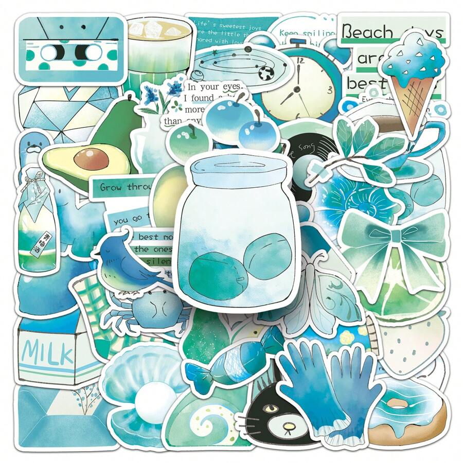 50 PEÇAS Adesivos originais de sal pintados à mão, adesivos de estética em vinil para scrapbooking, diário, laptop, para-choque, skate, garrafa d'água, computador, telefone, desenhos animados, capacete de segurança, carros, adesivos e decalques, material escolar, de volta às aulas