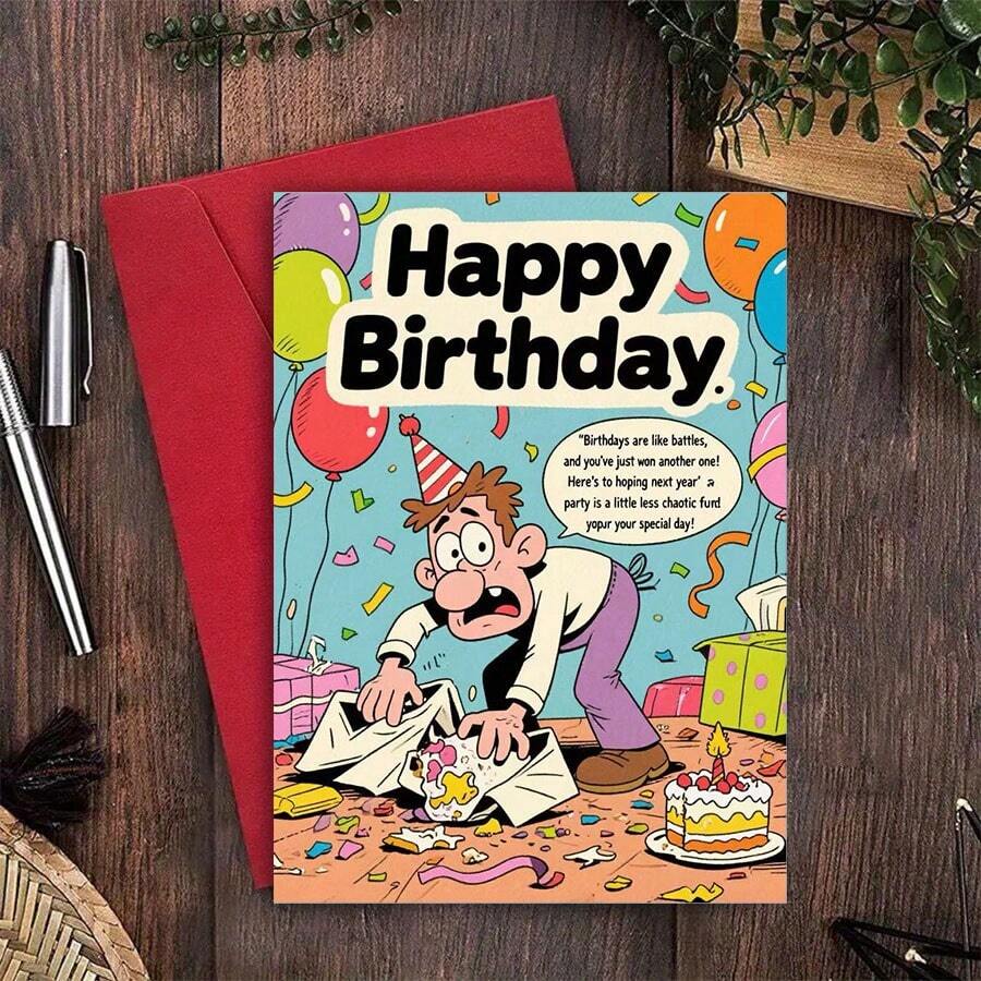 1 pièce Carte d'anniversaire humoristique faite main, carte d'anniversaire sarcastique et humoristique à envoyer à des amis, carte de célébration joyeuse convenant à n'importe quel destinataire, fournitures scolaires, rentrée scolaire