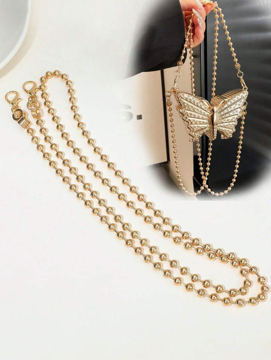 Minimalistischer neuer Metallkugelketten DIY Taschengurt, Umhängetasche Kette, rostfreier goldener Metallgriff, modisches und langanhaltend Geschenk für Anfänger, Bürodamen, Teenager, Studentinnen