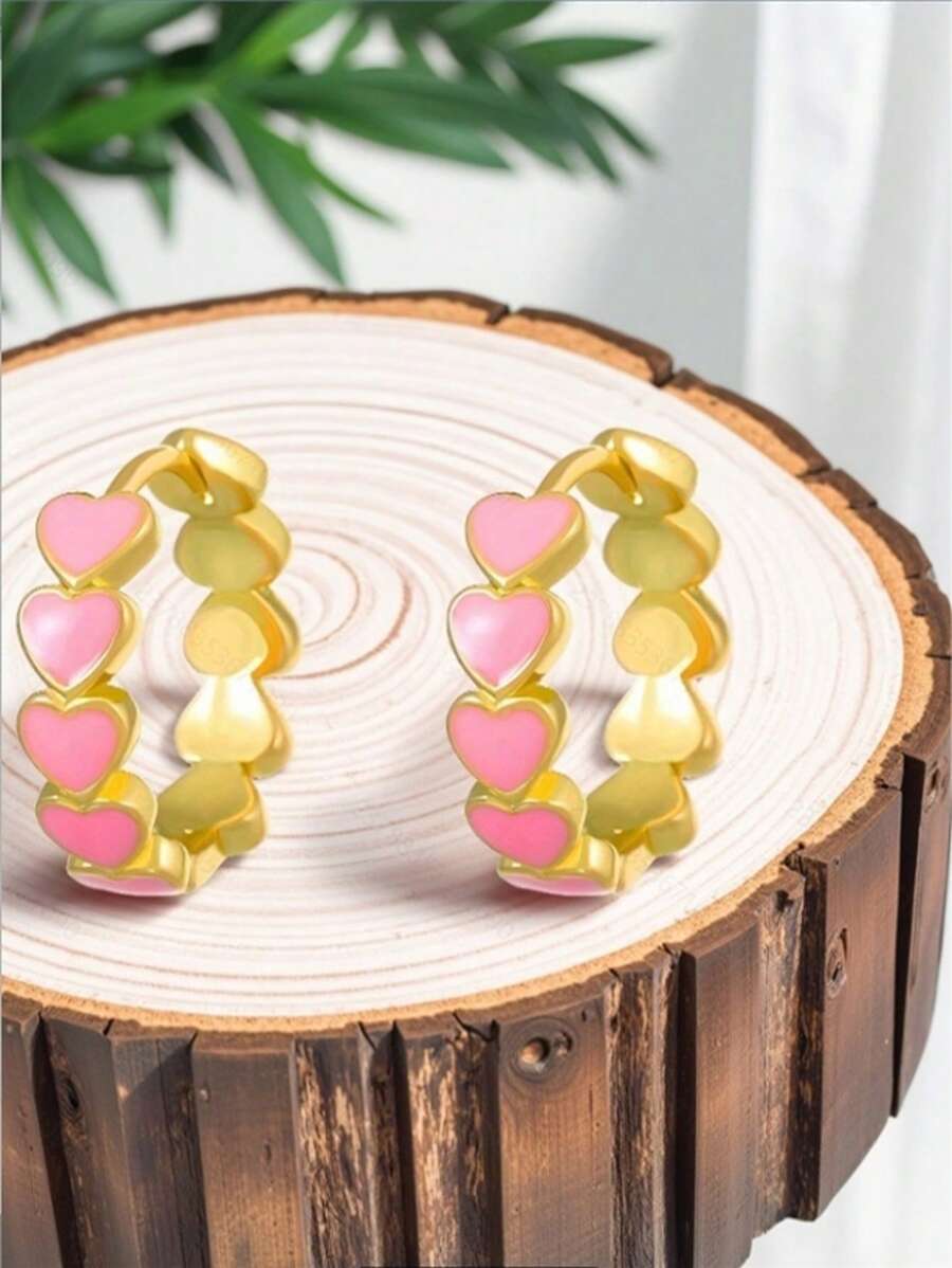 1 Paar liebevolle tropfenförmige Herz geformte Ohrringe - Rosa Herz - Herz zu Herz Design - modische minimalistische ausgefallene Damen Ohrringe, geeignet für den täglichen Gebrauch, Party - ein perfektes Geschenk zum Valentinstag
