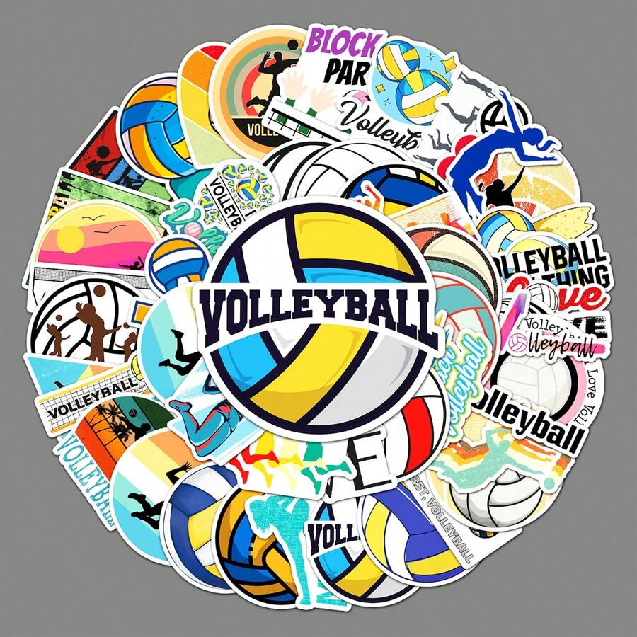 50 pegatinas con diseño de grafiti deportivo de voleibol, pegatinas impermeables creativas para equipaje, monopatín y deportes transfronterizos.