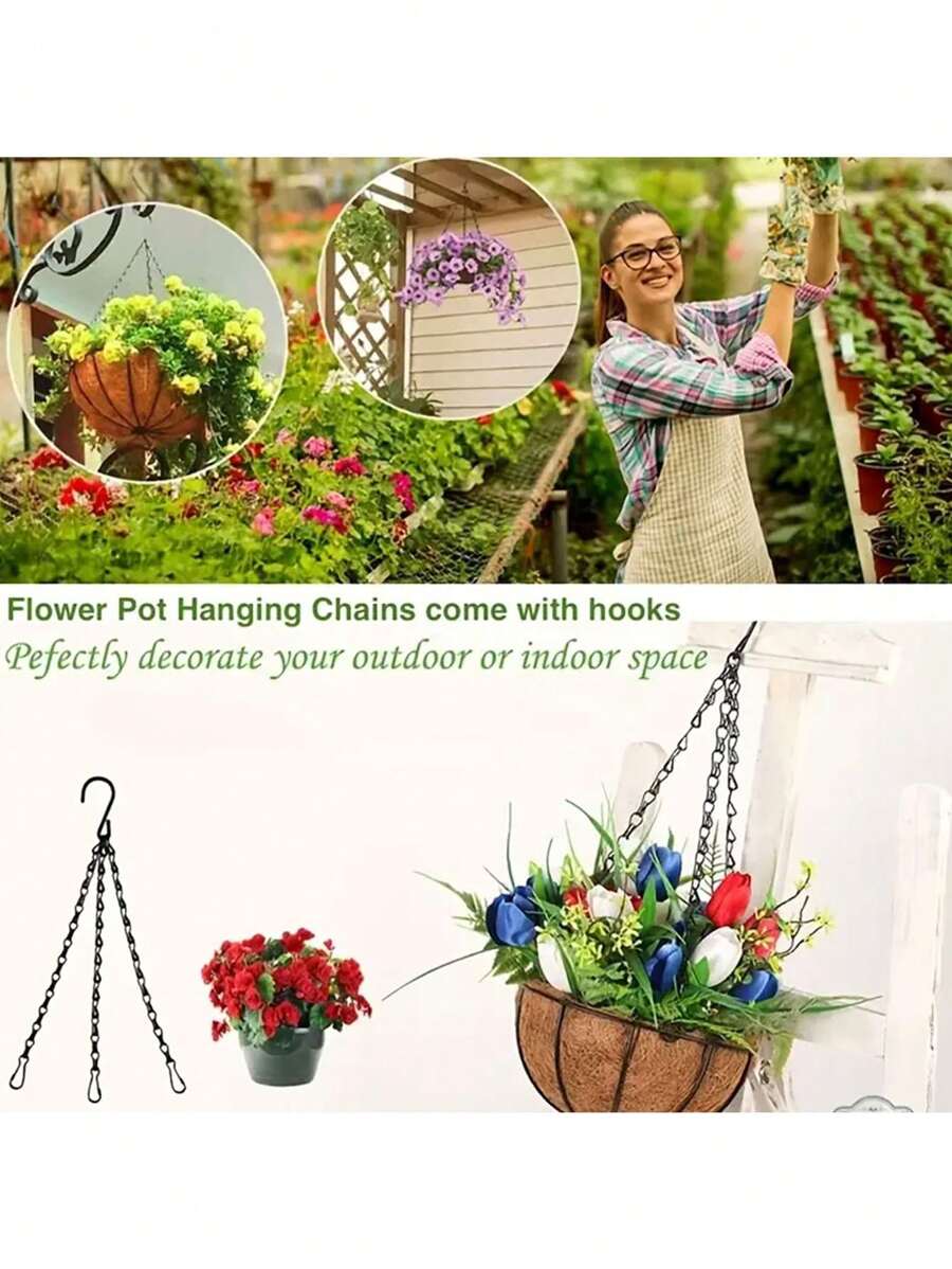 Versatile Black Iron Hanging Chain - Adjustable For Bird Feeders, Lanterns & Outdoor Decor,Flower Basket, Utility Hooks