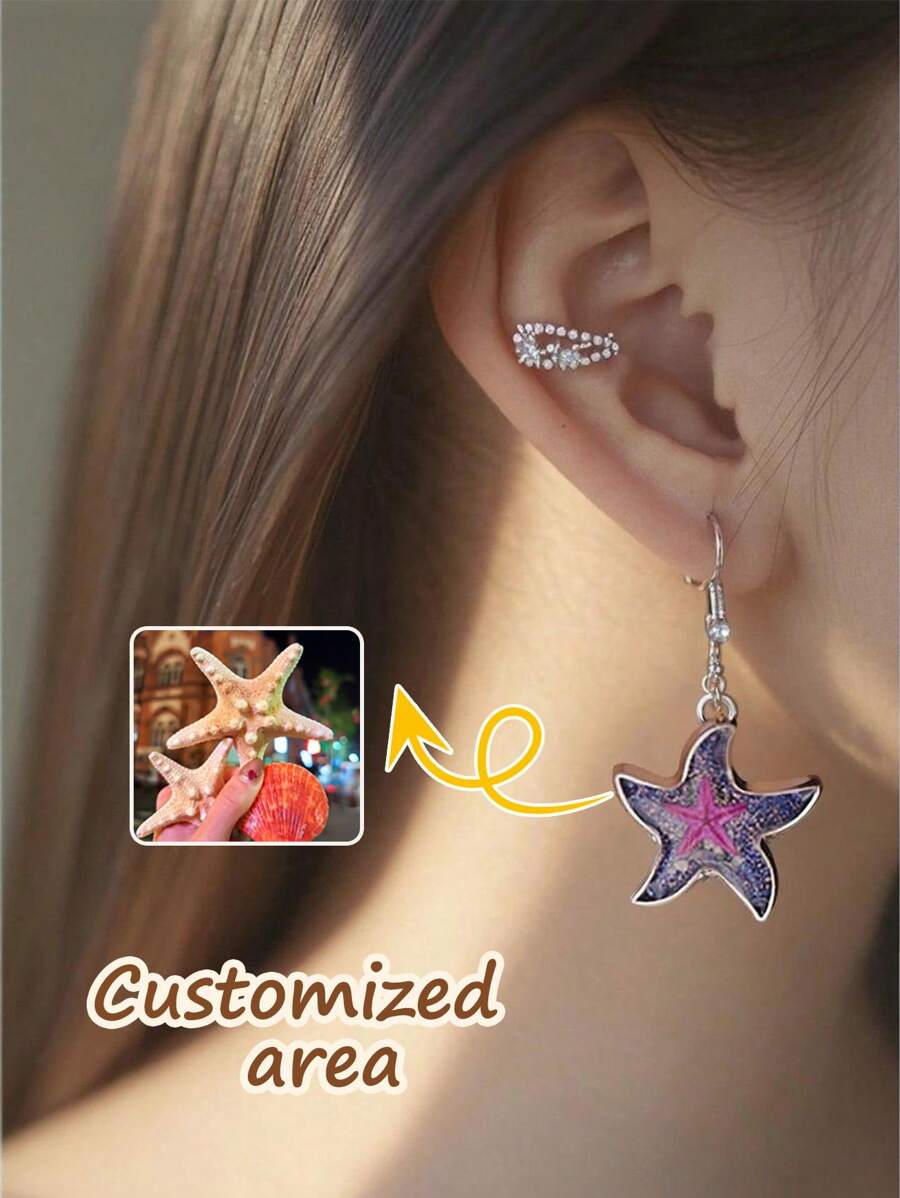 1 par de brincos pendentes de resina com design personalizado de estrela do mar para mulheres, perfeitos para cerimônias de formatura, ocasiões especiais, presente para casais