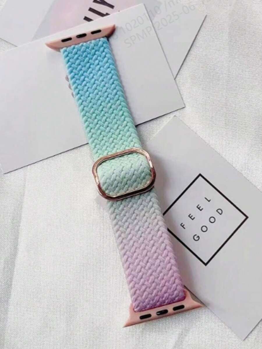 1pc Gradient Nylon Braided Apple Watch Band Compatible With Apple Watch Band 38mm 40mm 41mm 42mm 44mm 45mm 46mm 49mm Women's Fashion Watch Band For Series UltraS10/9/8/7/6/5/4/3/2/1 Smart Wristband (Watch Not Included) Best Gift For Girlfriend And Friends