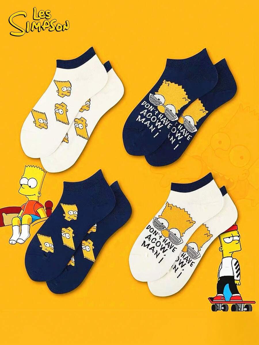 Disney Disney 1/4/8 Pairs Of Simpson Cartoon Socks For Men And Women, Are Comfortable And Breathable. With Fun Patterns As Embellishments, They Feature A Street Style. They Are Perfect For Daily Outings And Casual Outfits, Adding A Lively And Childlike Touch To Your Feet. It's Easy To Capture Your Unique And Fashionable Look, Making Them A Practical Gadget For Creating Looks.
