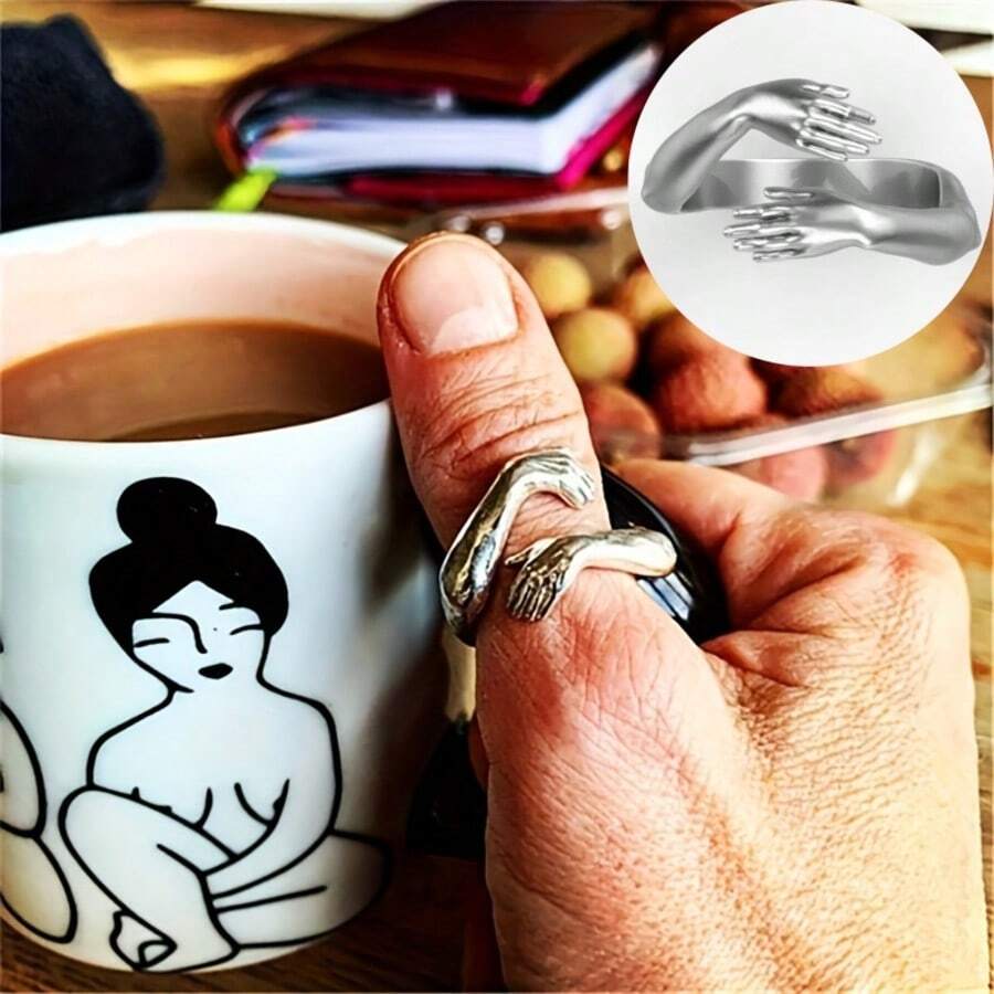 1 Stück Ring mit sich umarmenden Händen, Ring für Herren/Paar