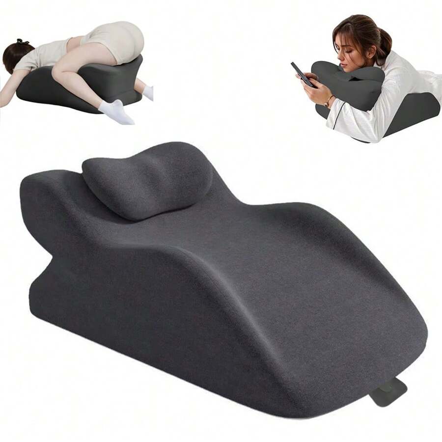 Almofada Cuneiforme Lombar para Cama, Almofada de Descanso para Sentar-se na Cama, Almofada de Espuma de Memória para Adultos para Apoio Lombar, Refluxo Ácido, Ronco, para Dormir, Elevação das Costas, Pernas e Suporte para os Joelhos