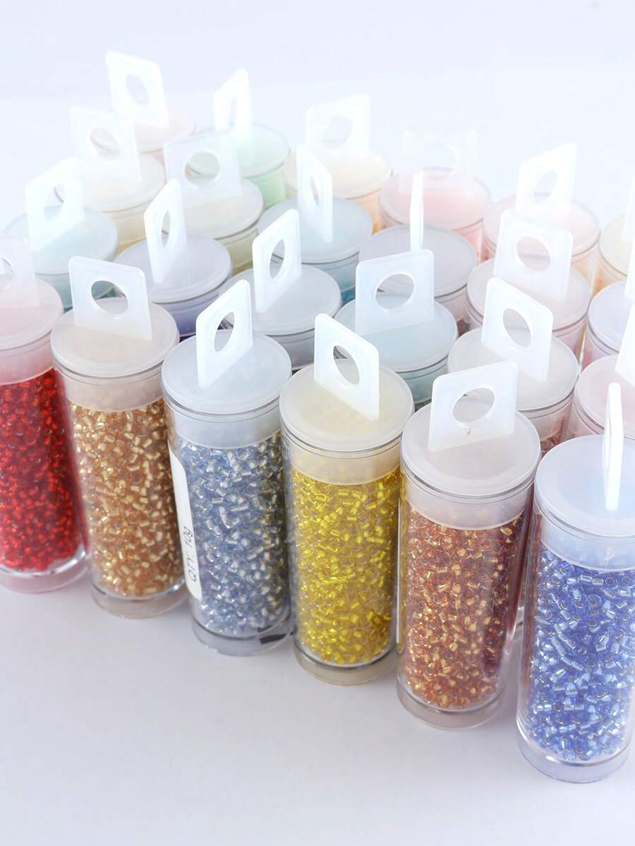GO2CJBEADS 10 جرام متعدد الألوان حبيبات زجاجية دائرية بقطر 2 مم بخط فضي للاستخدام في صناعة الأساور DIY