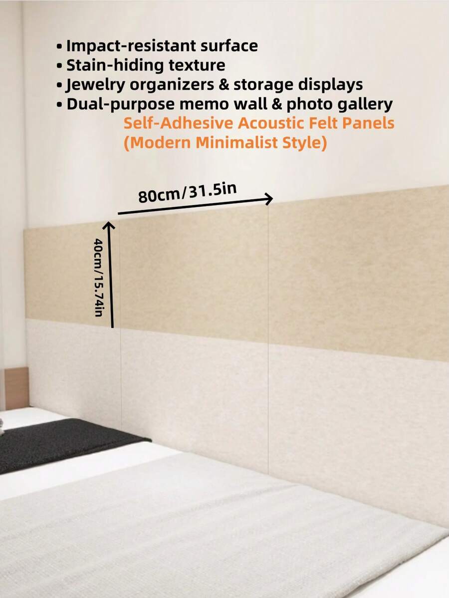 1 Piece Self-Adhesive, , Wear-Resistant, Nordic Style Felt Wall Panel, Modern Geometric Wall Tile, Home Wall Felt Sound Absorption Panel, Anti-Collision Felt Wall Sticker, Removable And Reusable Photo Display/Memo Board For Home, Nursery, Dorm, Entrance - Used For Wall Decor, Noise Reduction, Key Holder