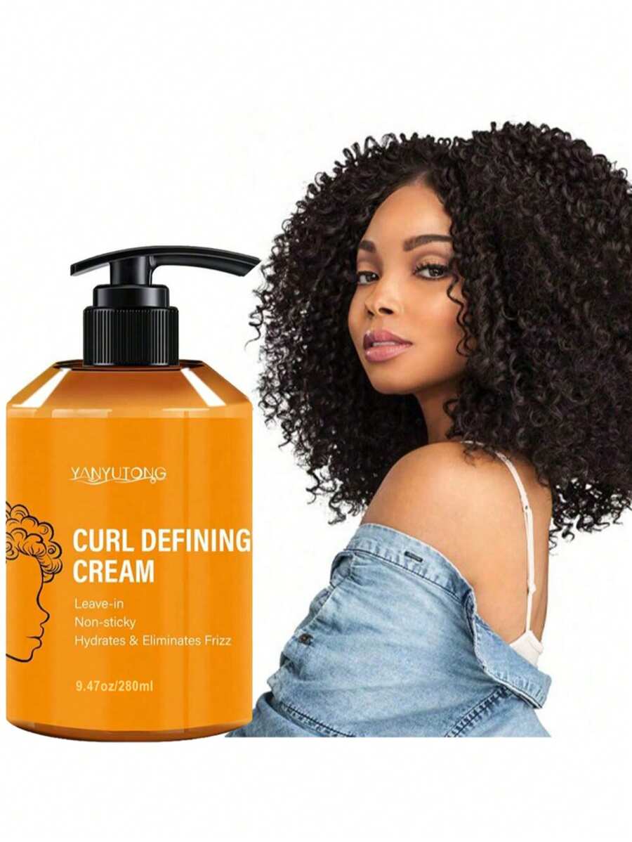 9.47 Oz Curl Defining Cream, Infused With Argan Oil, Moisturizing Leave-In Conditioner, Hydrating And Nourishing, Anti-Frizz, Enhances Elasticity, Moisturizing And Long-Lasting Styling, Suitable For Dry, Wavy, Curly And Other Hair Types, Castor Oil Curl Defining Cream, Makes Hair Look Shiny And Lustrous. Unisex