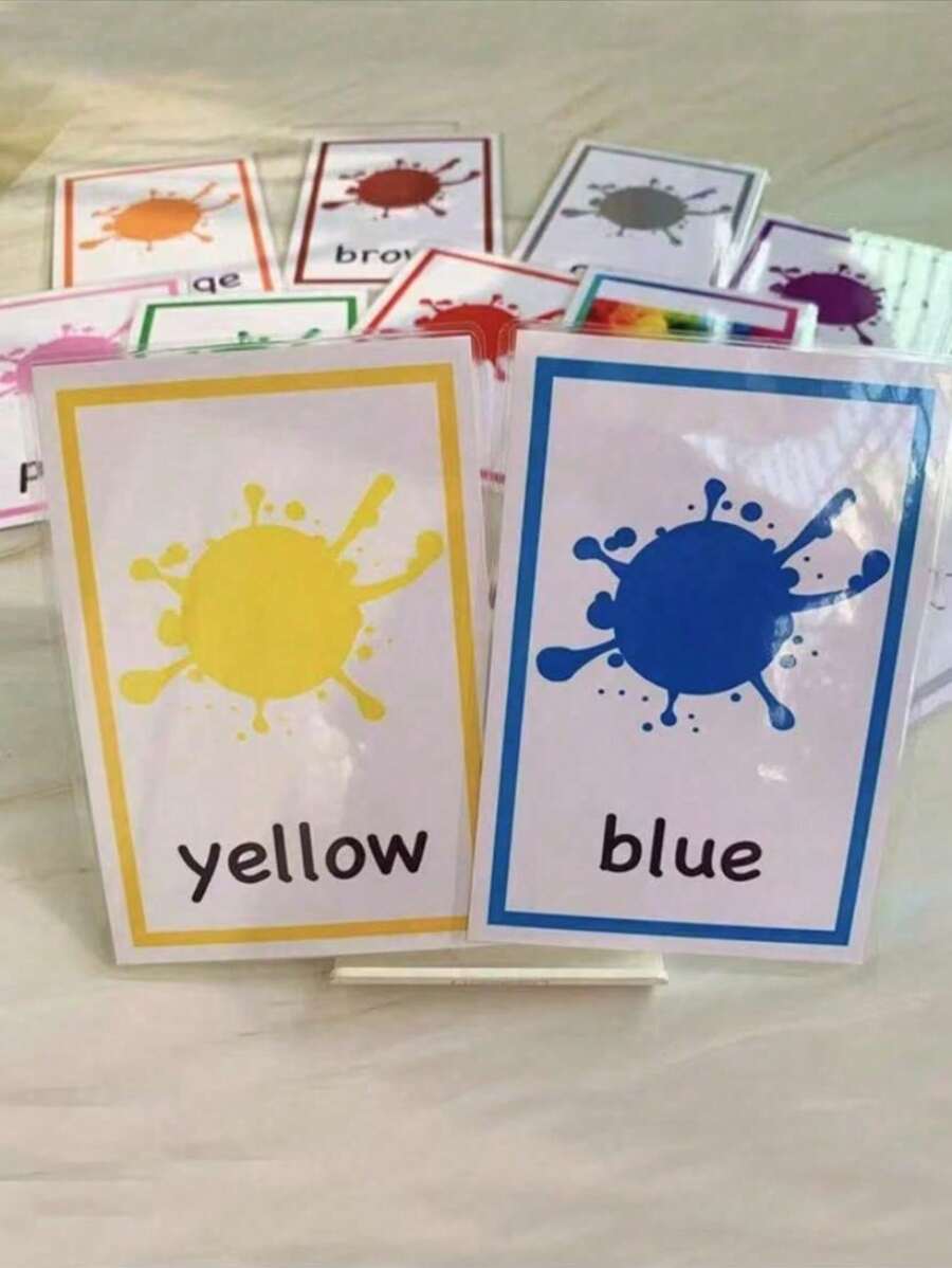 12 piezas Tarjetas impermeables de reconocimiento de colores, tarjetas de educación temprana de colores para preescolar, estudiantes, artículos de papelería, útiles escolares, regalo de cumpleaños, regalo festivo
