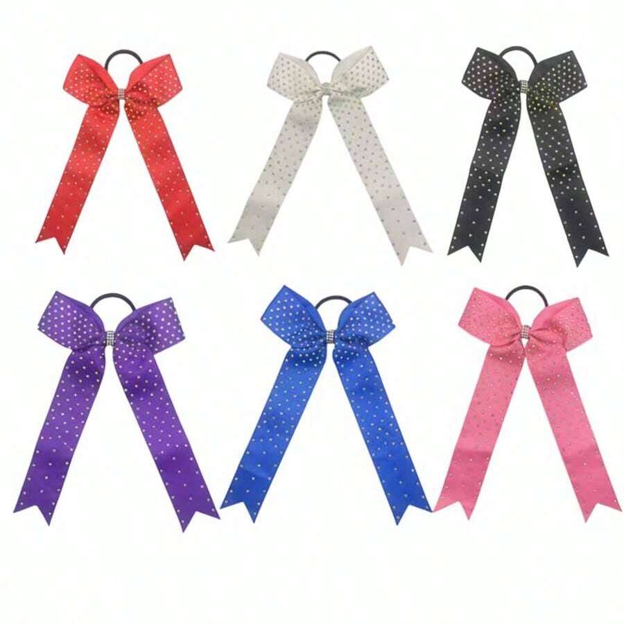 2 pièces Nœud de cheerleader plein de strass violet de 14 cm, accessoires de cheveux élastiques brillants et lumineux, cadeau pour la fête des mères, convient aux cheerleaders féminines, soirées, bal, meilleur choix de cadeau, bandeaux de queue de cheval, élastiques à cheveux, élastiques à cheveux