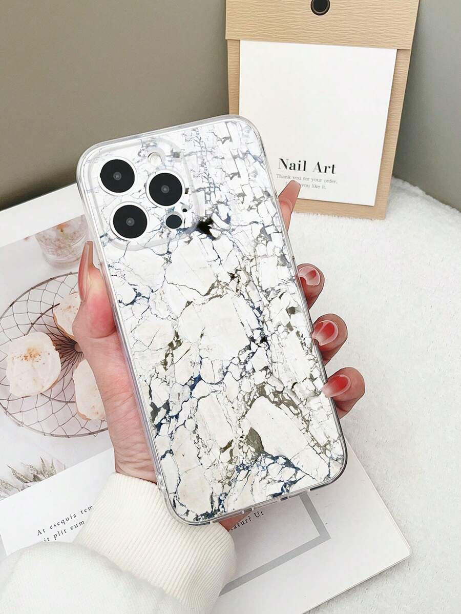 1 pieza Funda de teléfono anti-caídas con impresión de mármol transparente en TPU, compatible con iPhone 15/15Pro/15Plus/15ProMax/16/16Pro/16Plus/16ProMax, Galaxy S23 Ultra/A14/A24, Redmi Note 12Pro, Pixel 8/8 Pro
