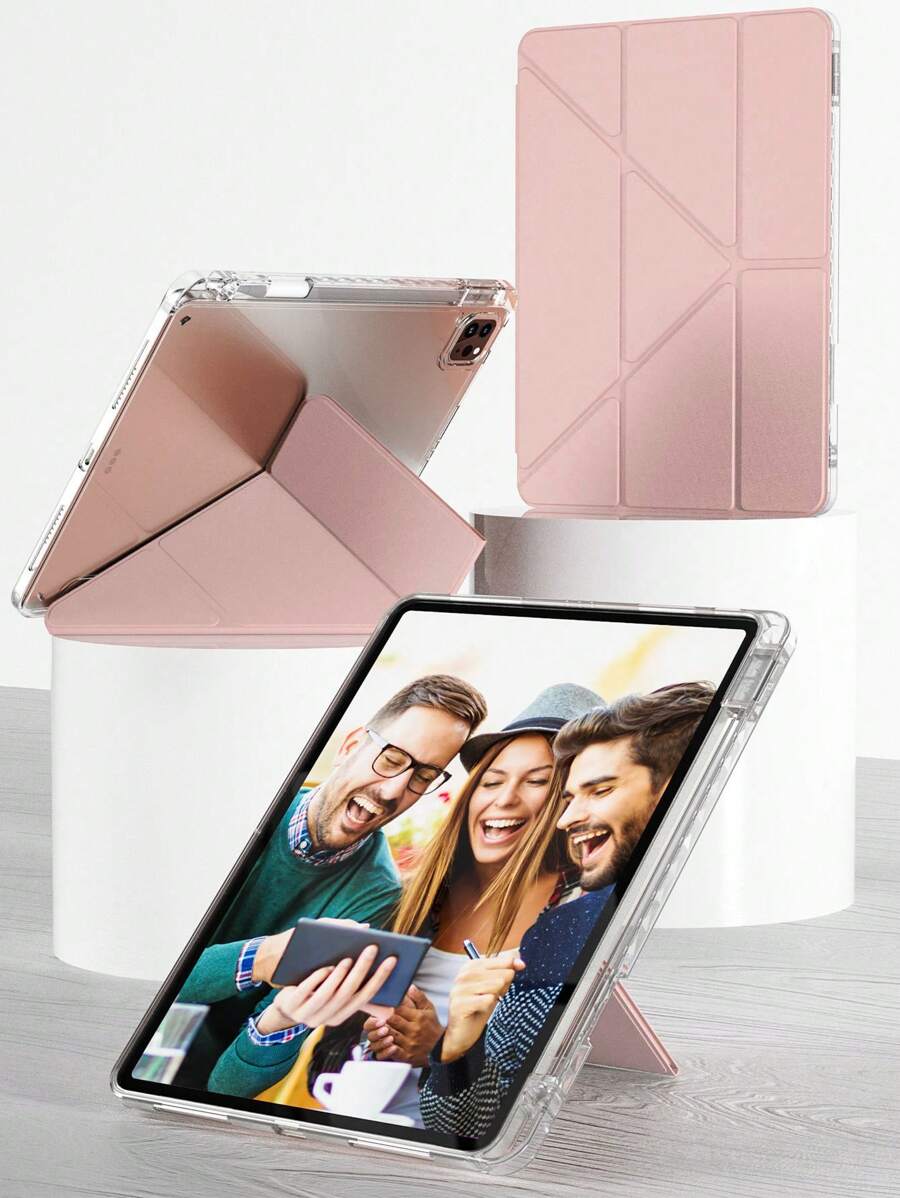 1 Stück klarer Rahmen Acryl Y-förmiger Faltbarer Tablet-Ständer mit Stiftfach, kratzfeste und biegsame Acryl-Rückseite, magnetischer Auto-Sleep/Wake-Funktion, einfaches, lässiges, klassisches Design