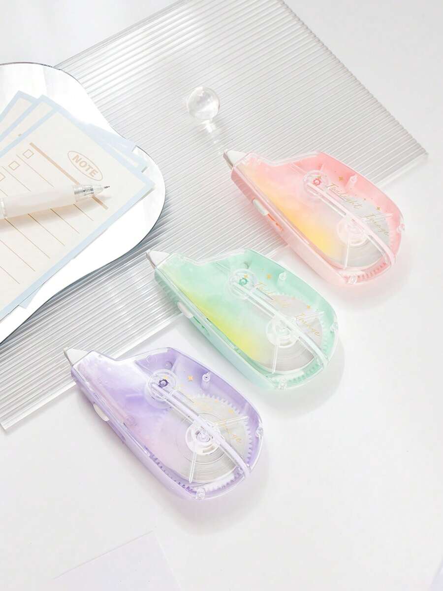 TWINGO 1 Pc Push-Pull Correction Tape, Creative Gradient Pattern Push-Pull Design Correction Tape - Core Length Of 30 Meters, PET Material Transparent And Visible Internal Contours Dustproof Mouth Guard, Suitable For Learning, Writing, Textbook Answering, Writing Errors And Correction Of Typo Learning Tools, Fashionable And Portable School Supplies, Essential For Back-To-School Season,School Supplies,Back To School