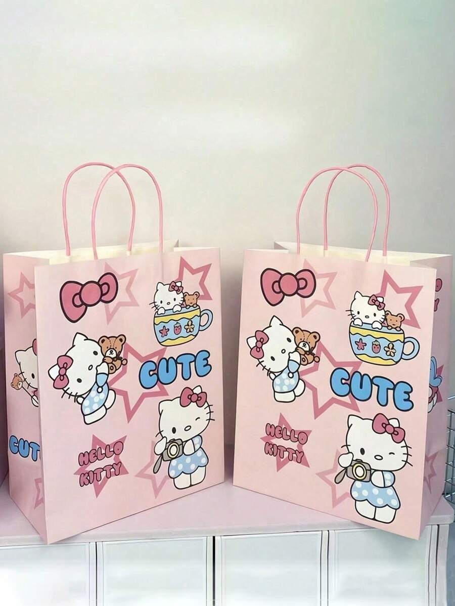Sanrio 1/5/10 Stücke/Set Hello Kitty Geschenktasche, modische niedliche Geschenkverpackungstasche, Handtasche, Einkaufstasche für Geburtstag, Valentinstag (einige Teile können zufällig sein)