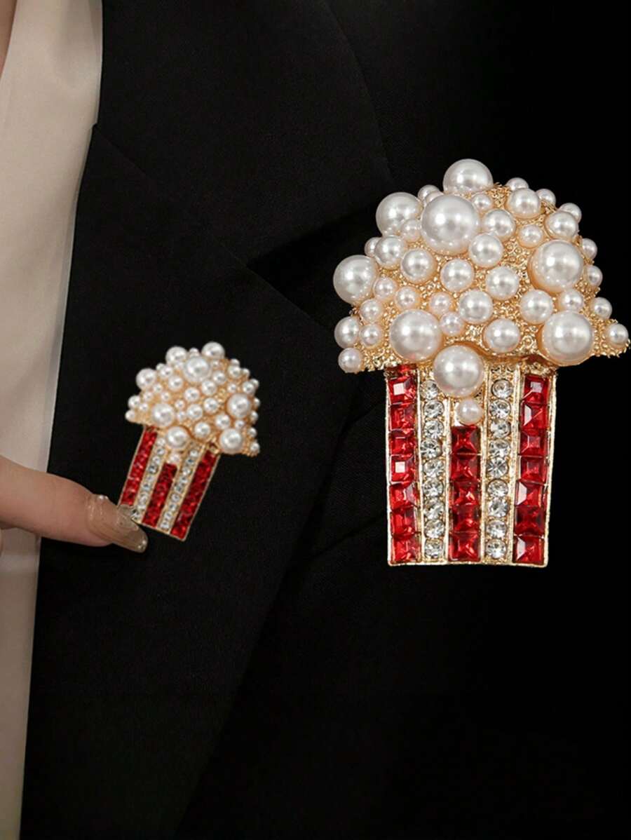 Perle, Edelstein, Popcorn-Brosche, Brustblüte, eleganter und charmanter Kleidungsaccessoire (unisex), das perfekte Geschenk für Feiertage.